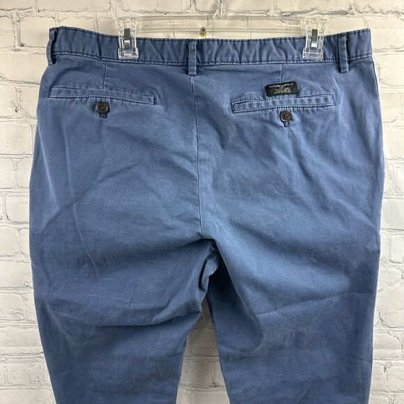 Banana Republic Pants Mens 36X32 (30) Beige & Blue Slim Fit Tapered Fit Stretch - Picture 7 of 16